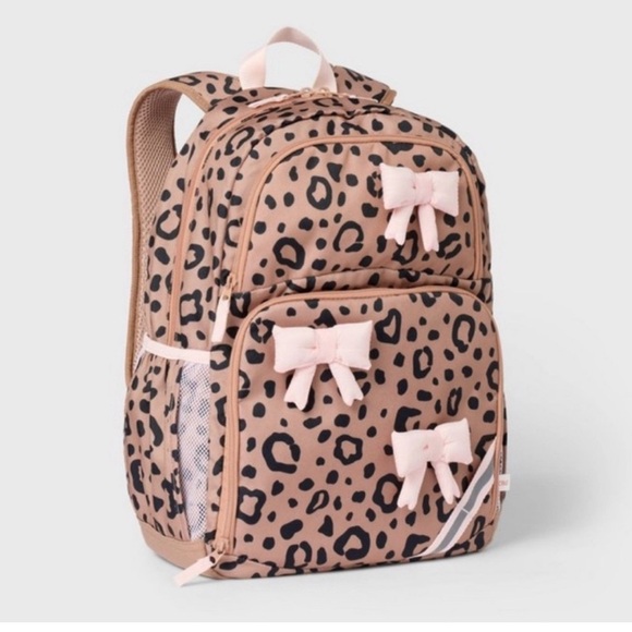 Chic Leopard Print Kids Backpack with Pink Accents viral TikTok - Picture 1 of 1